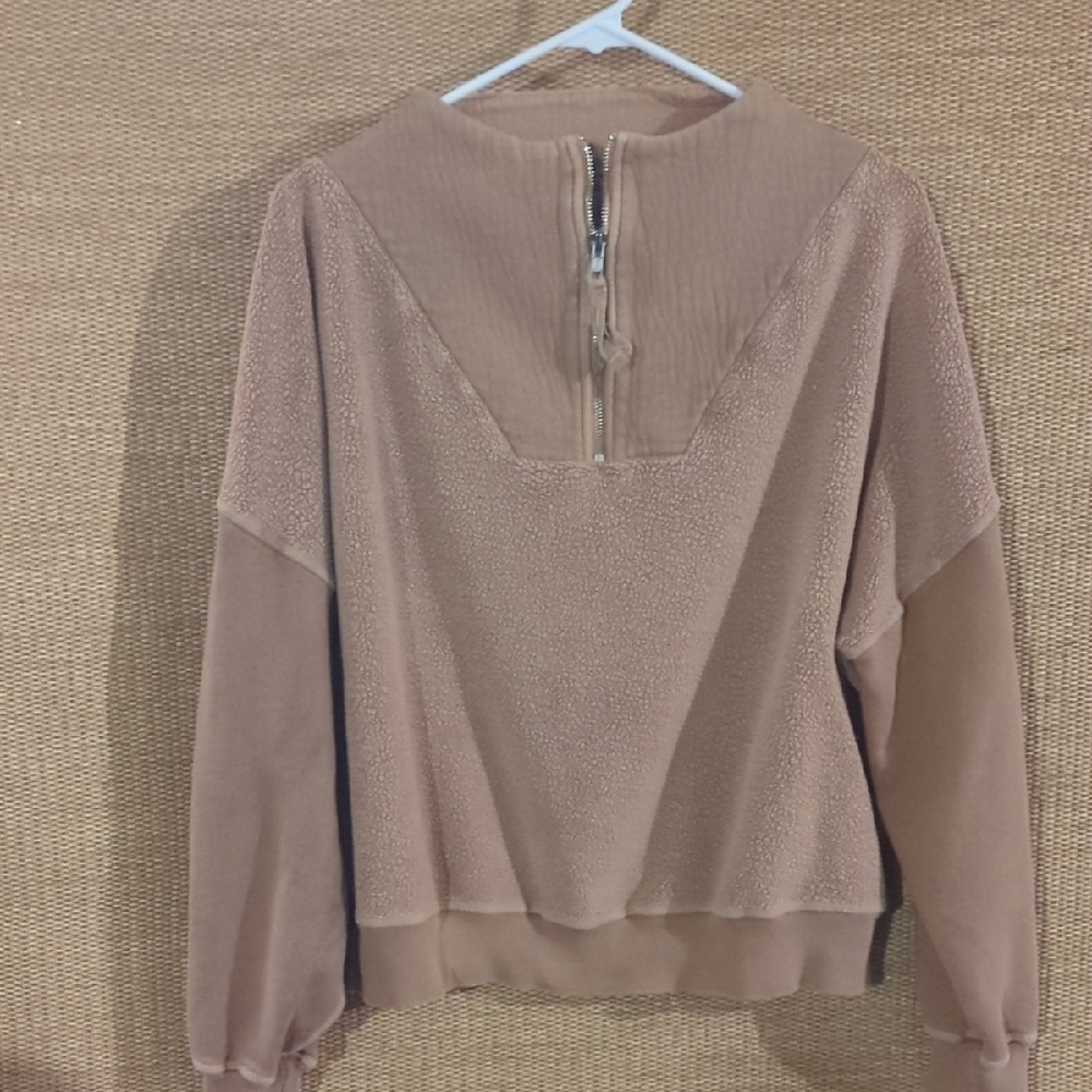 THE GREAT Women's Quarter Zip Crewneck Sweater